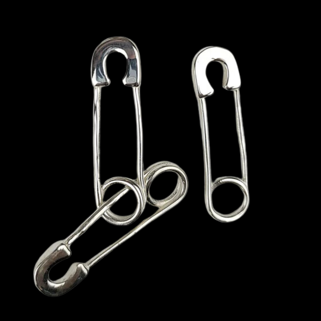 Safety Pins Asymetric Earrings