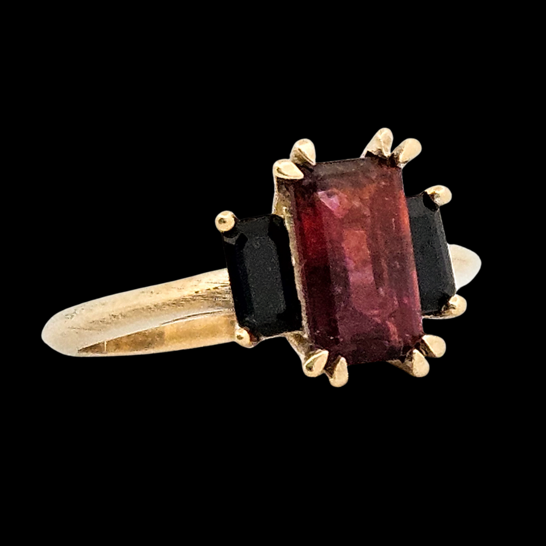 Sacred Church Ring - Watermelon and Black Tourmaline - Inchoo Bijoux