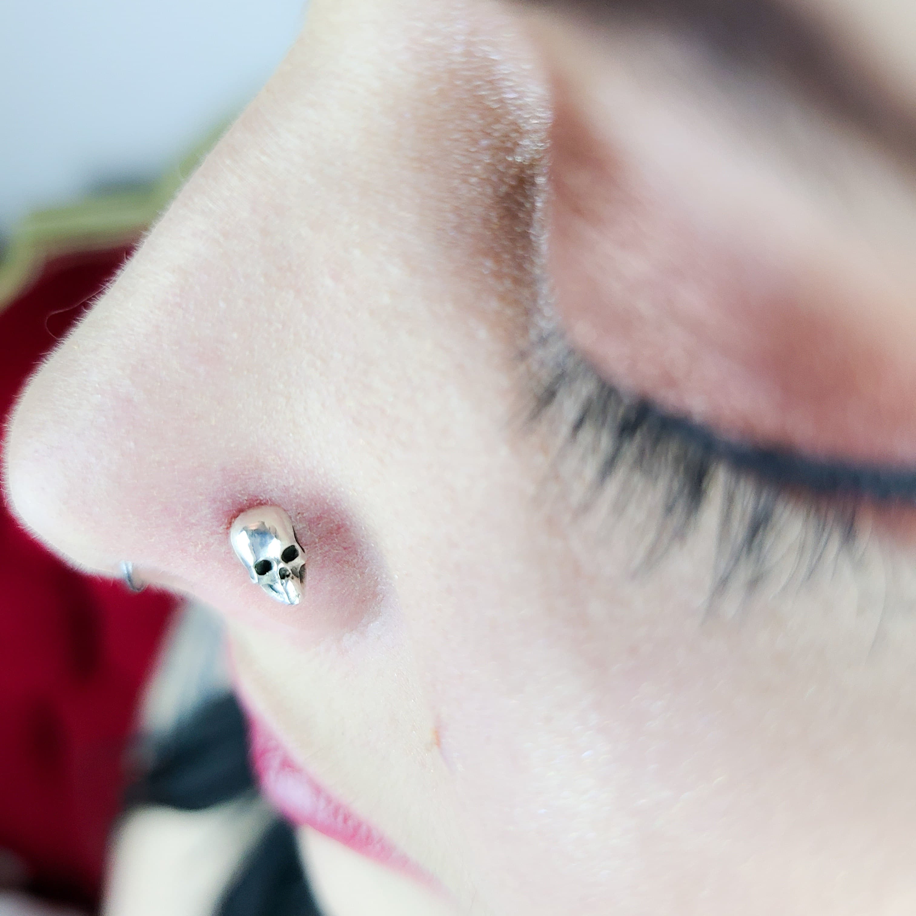 Small Silver Skull Nose Stud-Nose Stud-Inchoo Bijoux-Inchoo Bijoux