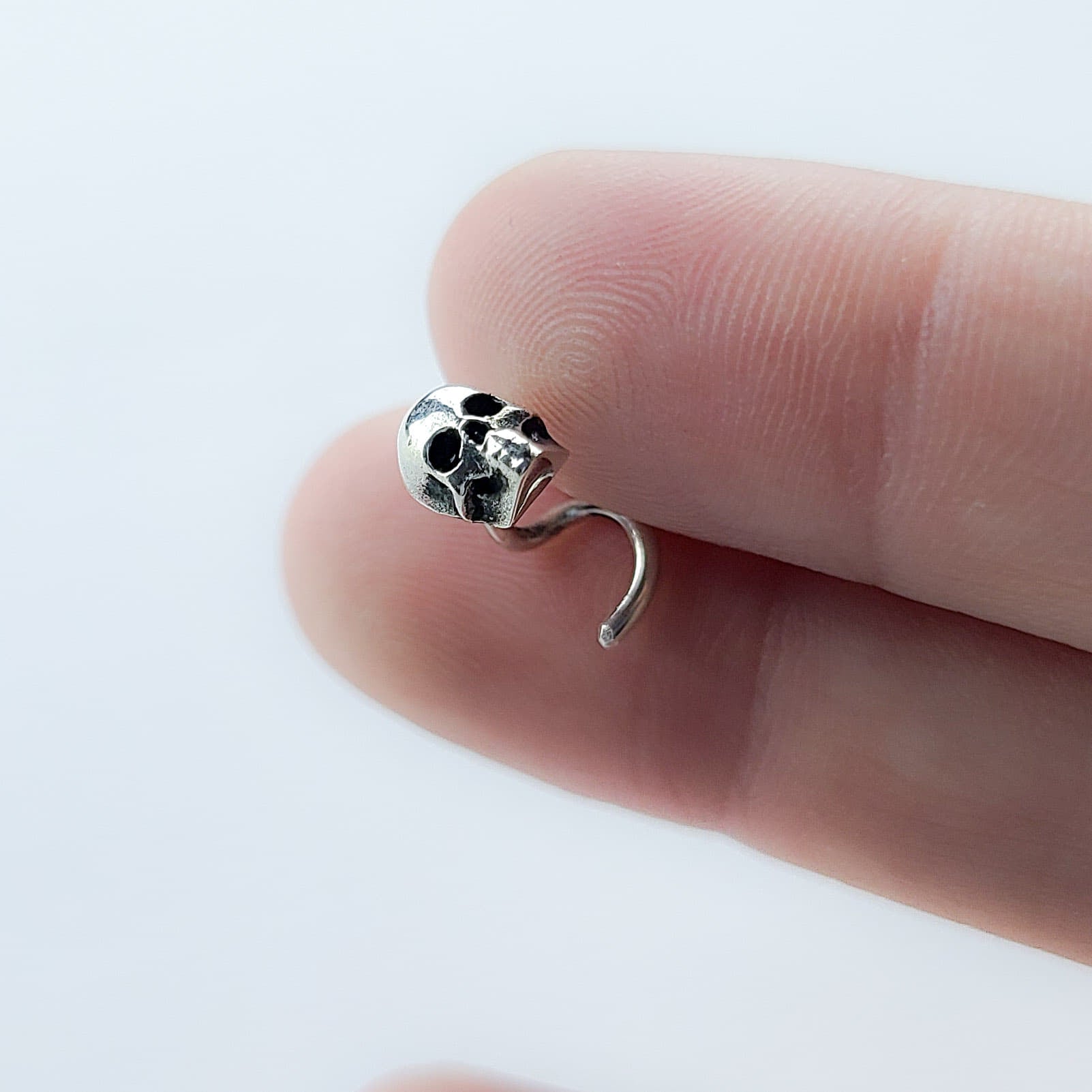 Small Silver Skull Nose Stud-Nose Stud-Inchoo Bijoux-Inchoo Bijoux
