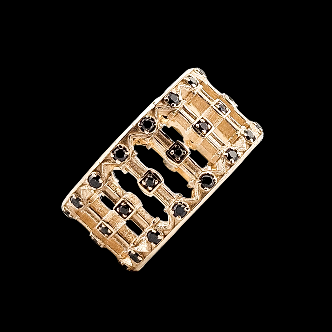 Pillars - Gold and Black Diamonds Ring - Inchoo Bijoux