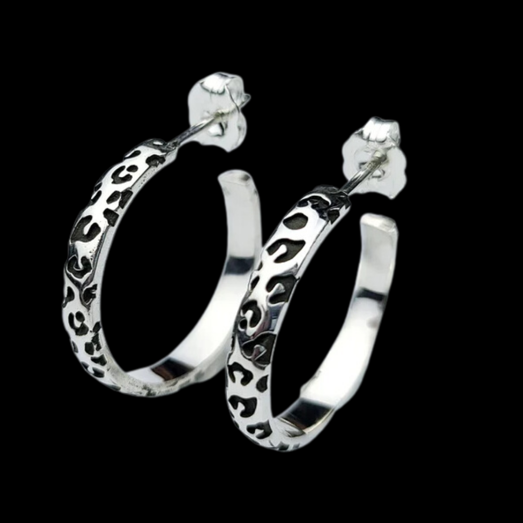 Thin Leopard Print Hoop Earrings