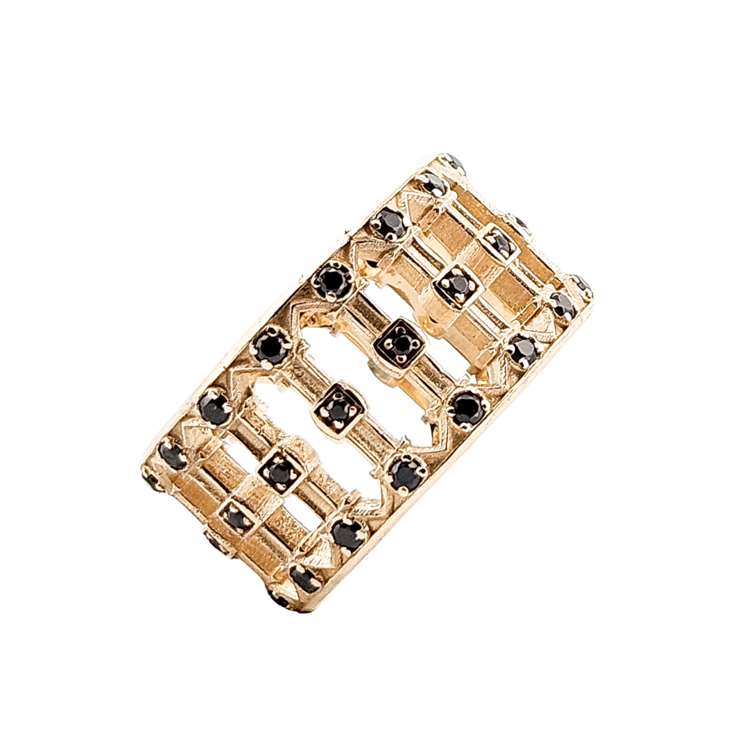 Pillars - Gold and Black Diamonds Ring - Inchoo Bijoux