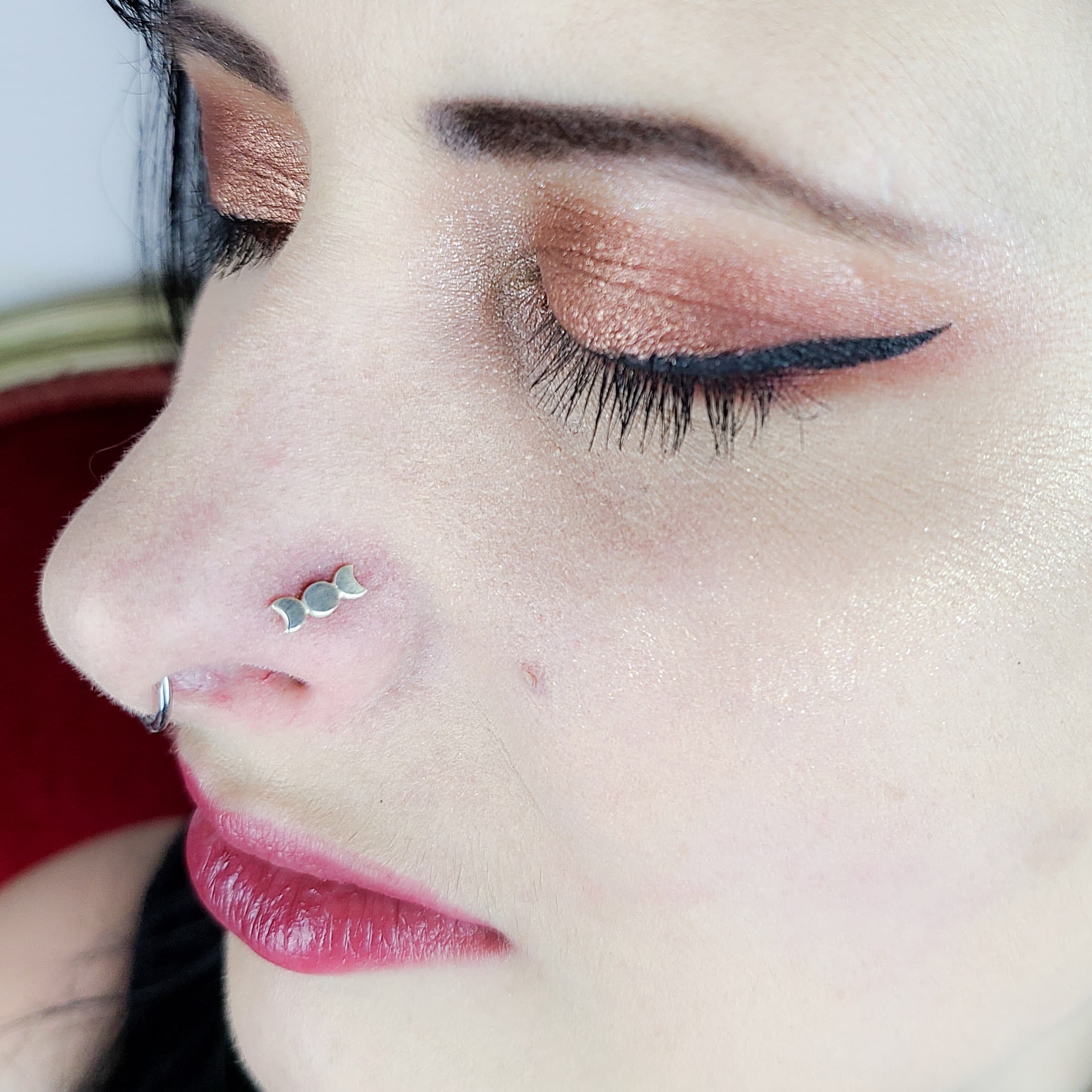 Silver Moon Phase Nose Stud - Inchoo Bijoux