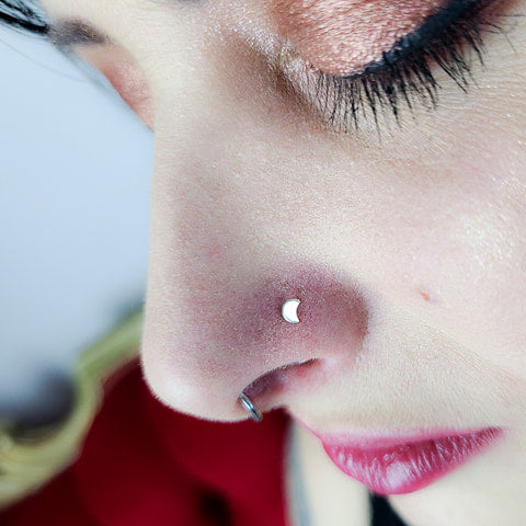 Tiny Silver Moon Nose Stud - Inchoo Bijoux