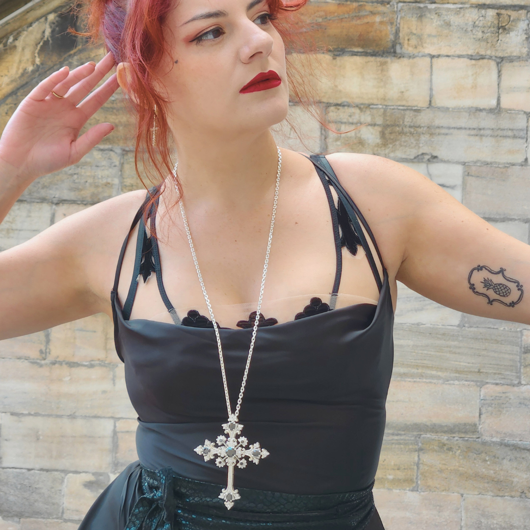 Divine Martyr Big Cross Necklace Sterling Silver