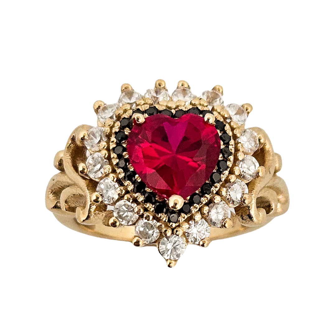 Immaculate Sacred Heart Ring - Gold, Garnet and Diamonds - Inchoo Bijoux
