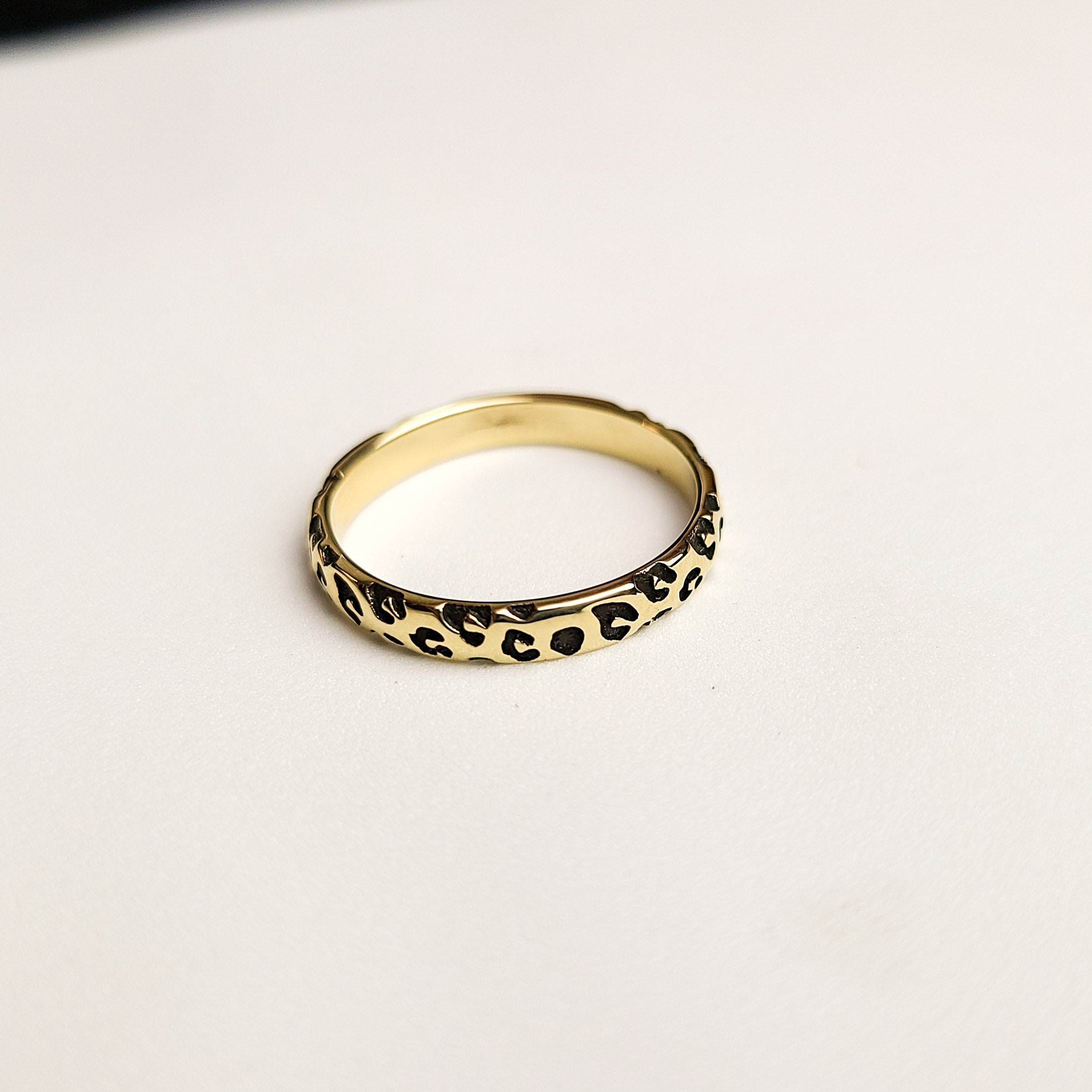 Leopard Print Ring Wedding Band - Gold Options