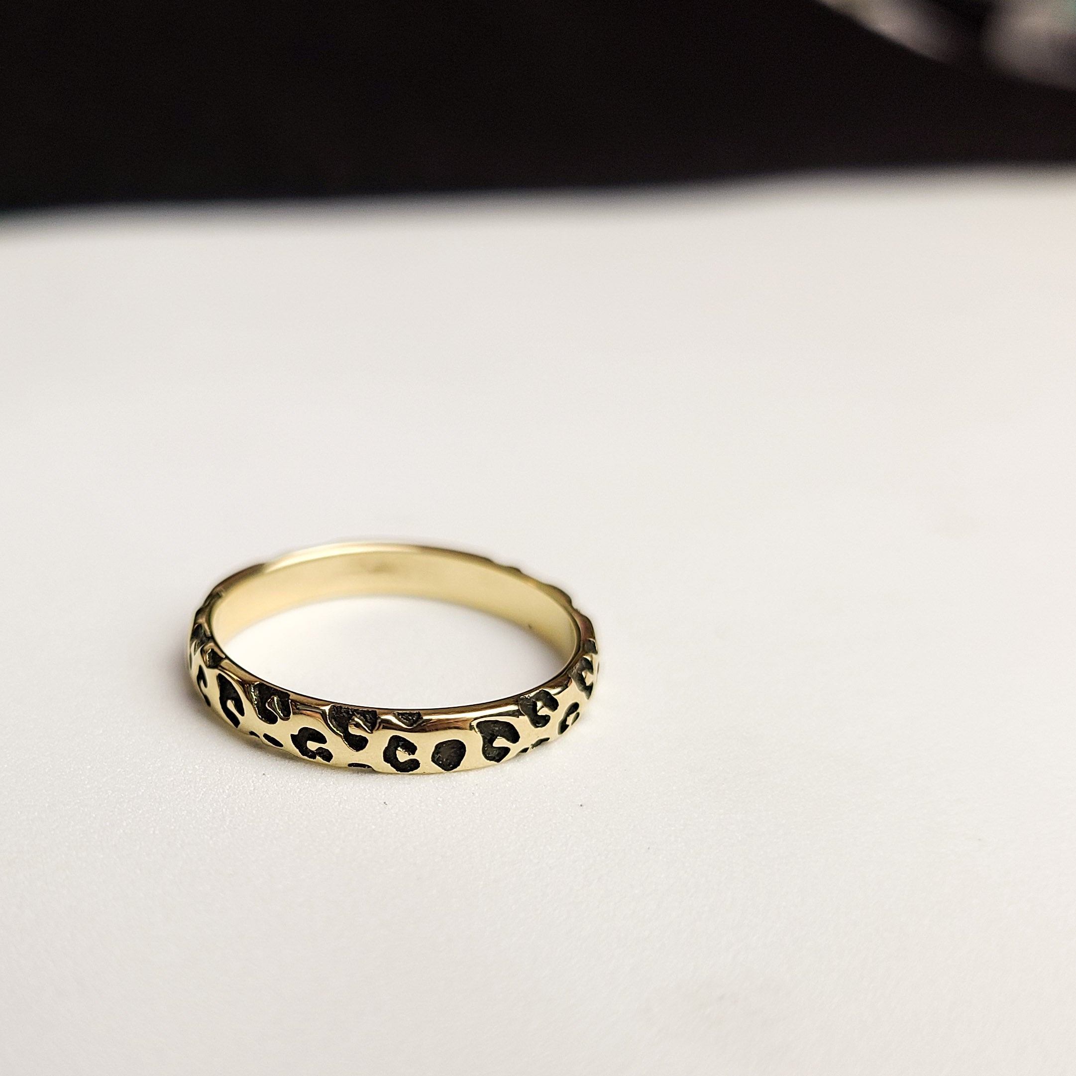 Leopard Print Ring Wedding Band - Gold Options