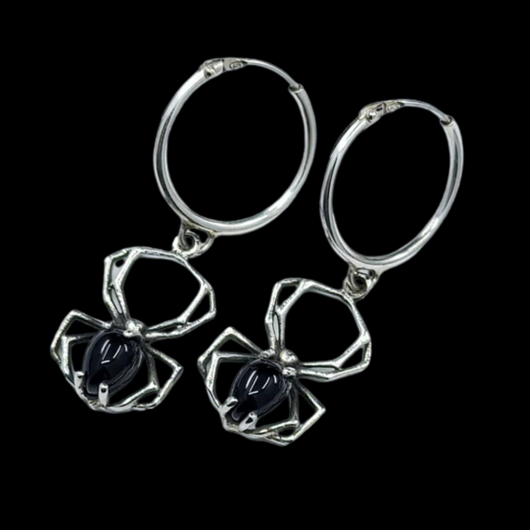 Black Spider Hoops Earrings - Inchoo Bijoux