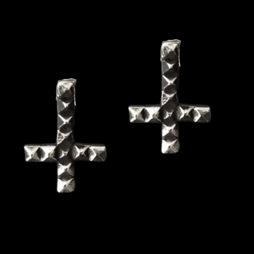 Inverted Studded Cross Small Earrings - Inchoo Bijoux