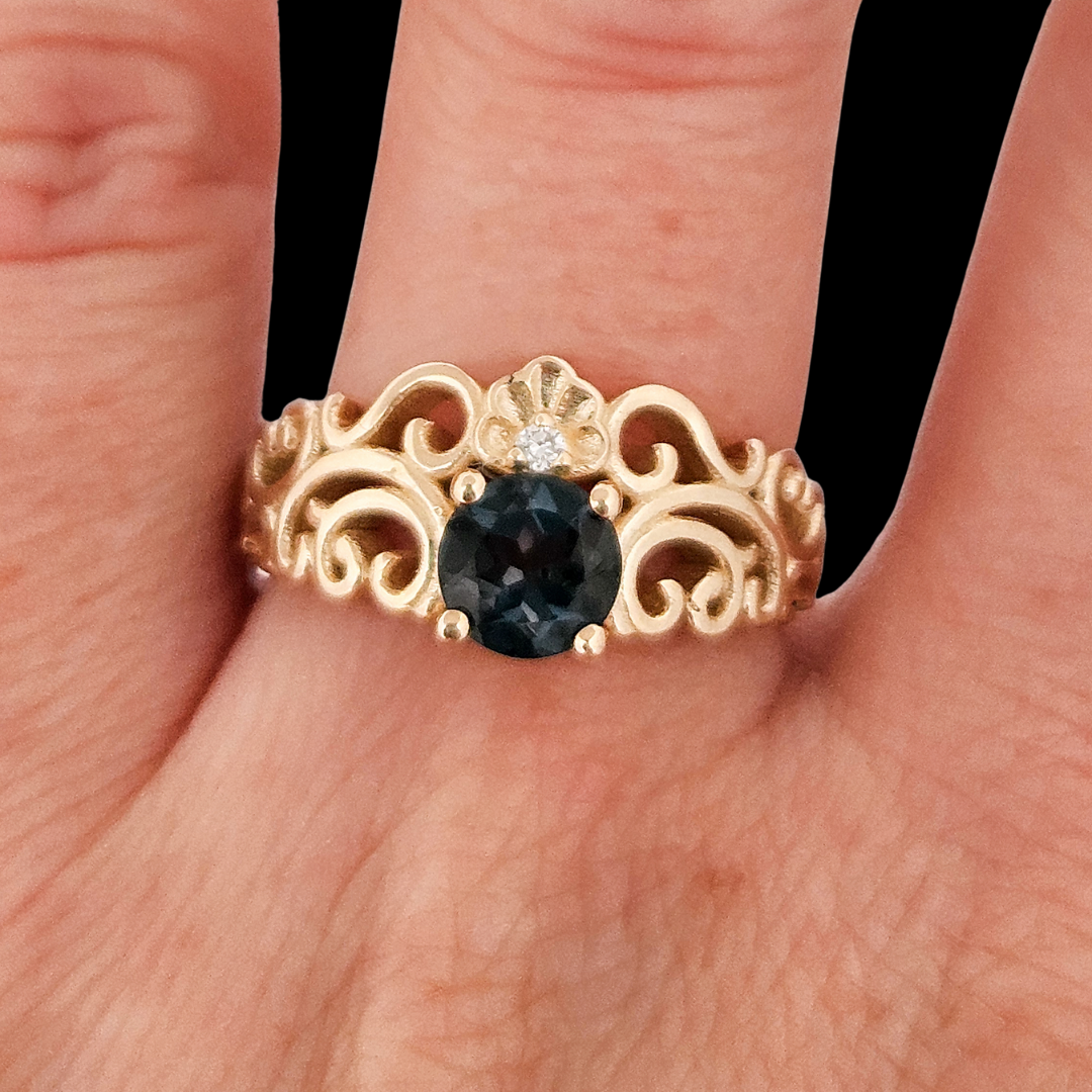 SheShell Ring - London Blue Topaz, Diamond and Gold - Inchoo Bijoux