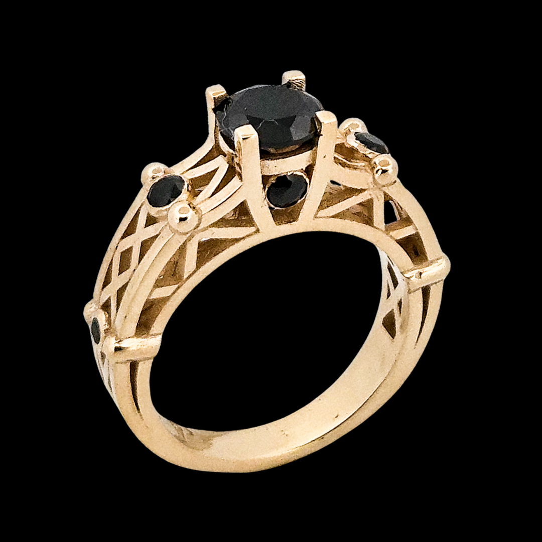 Victoria - Gold and Black Diamond Ring - Inchoo Bijoux