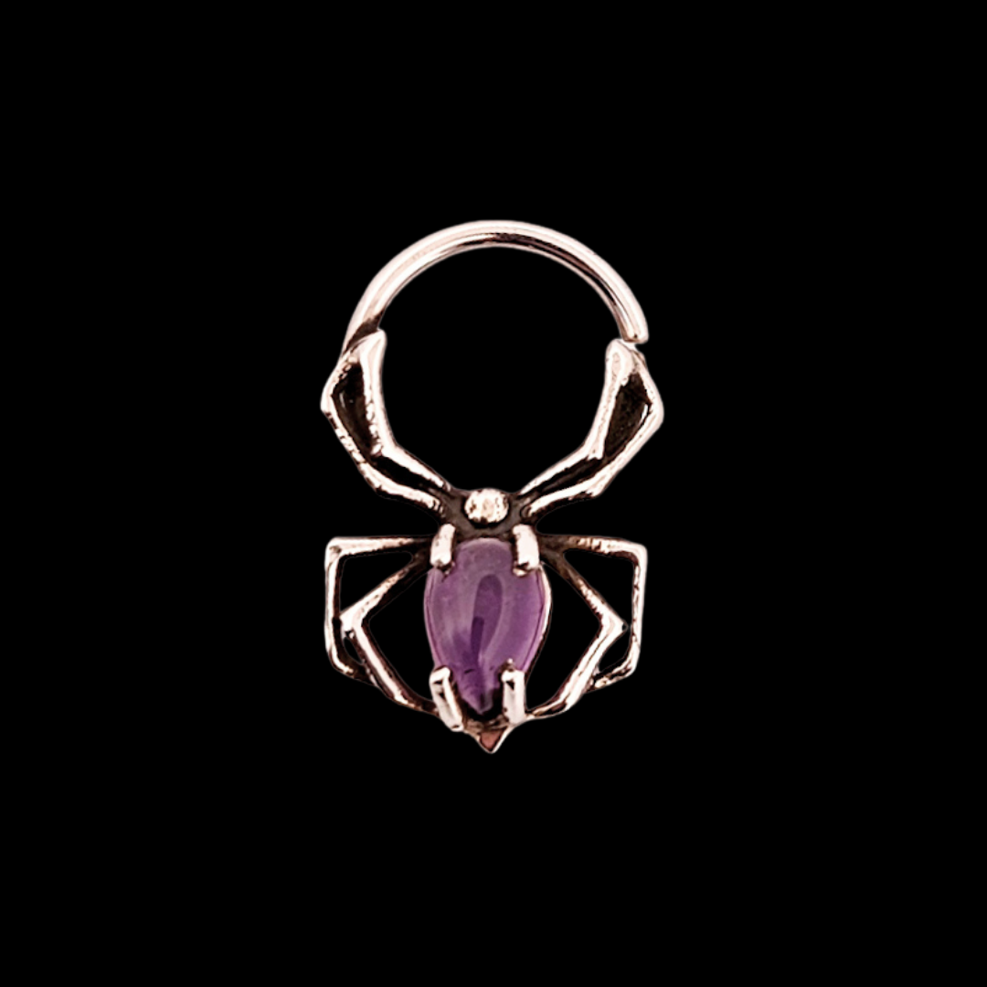 Purple Amethyst Spider Septum Ring - Inchoo Bijoux