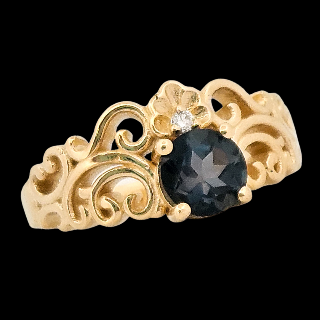 SheShell Ring - London Blue Topaz, Diamond and Gold - Inchoo Bijoux