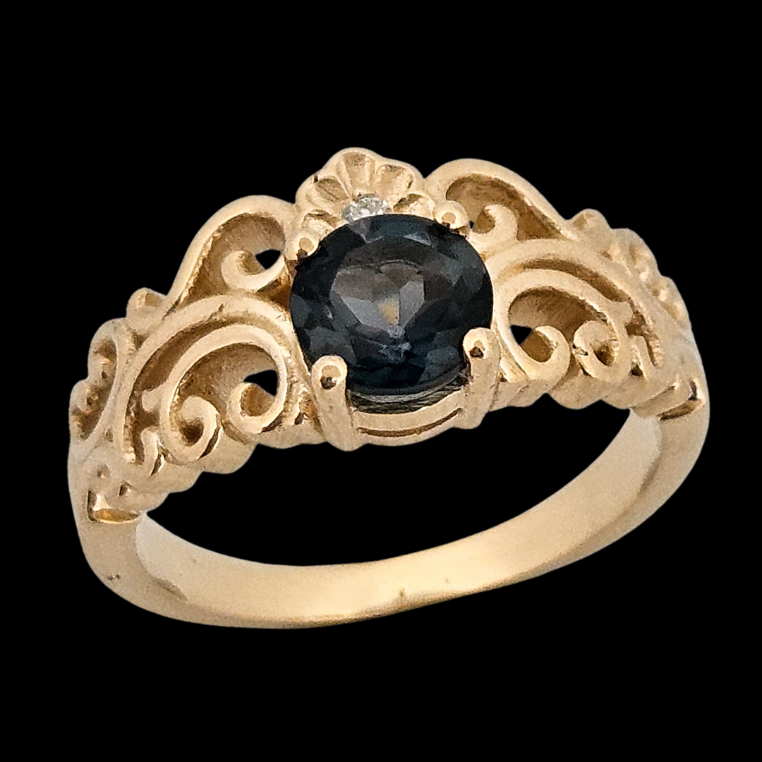 SheShell Ring - London Blue Topaz, Diamond and Gold - Inchoo Bijoux