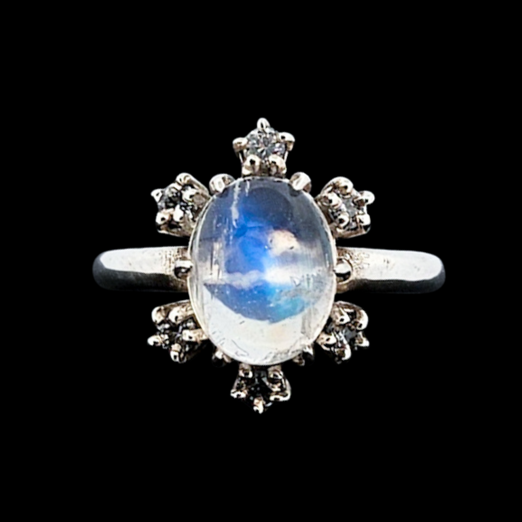 Celestial Glow Ring - Sterling Silver & Rainbow Moonstone - Inchoo Bijoux