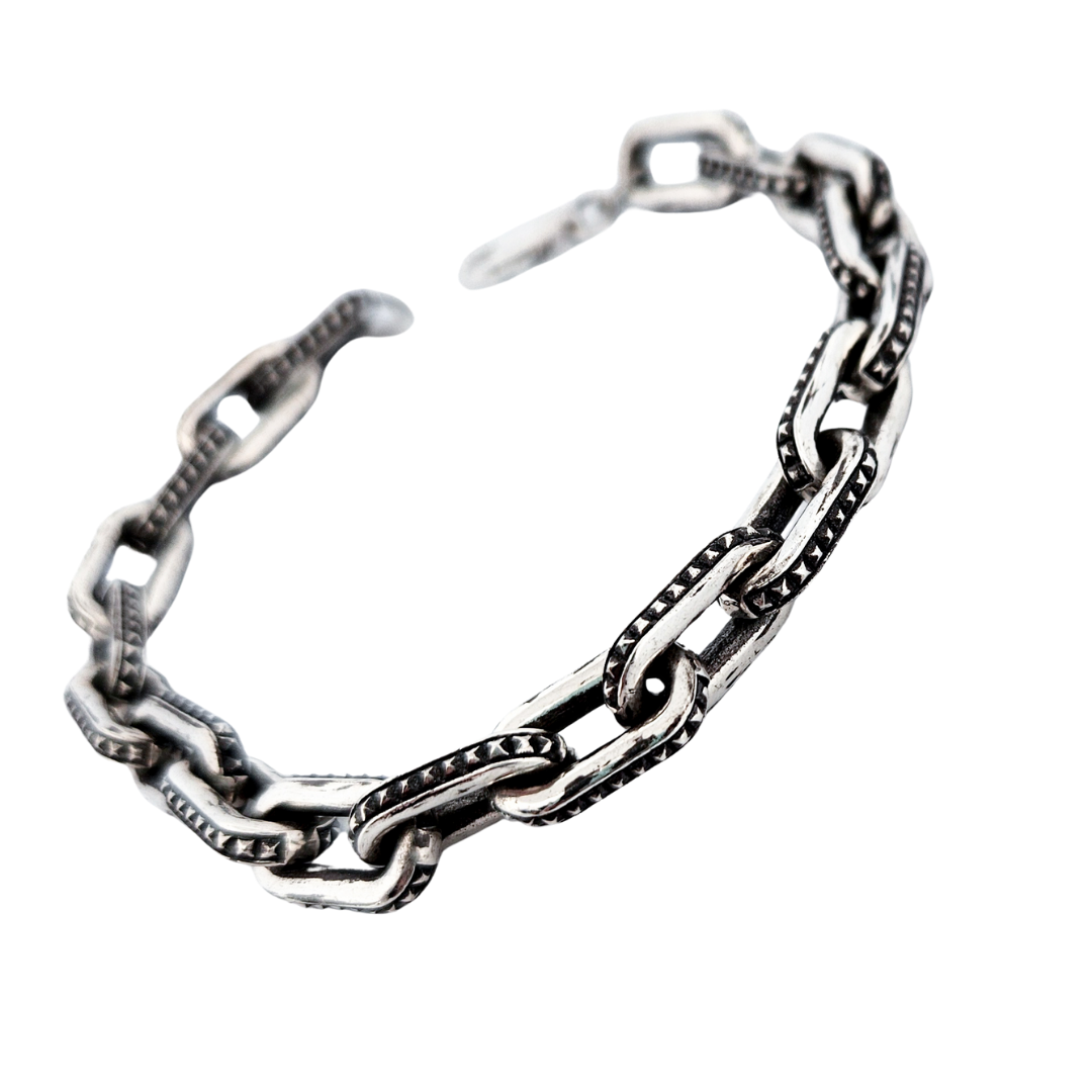 Studded Link Sterling Silver Bracelet - Inchoo Bijoux