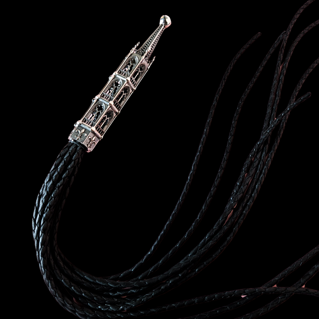 Ornate Gothic Cathedral Flogger in Sterling Silver and Premium Leather