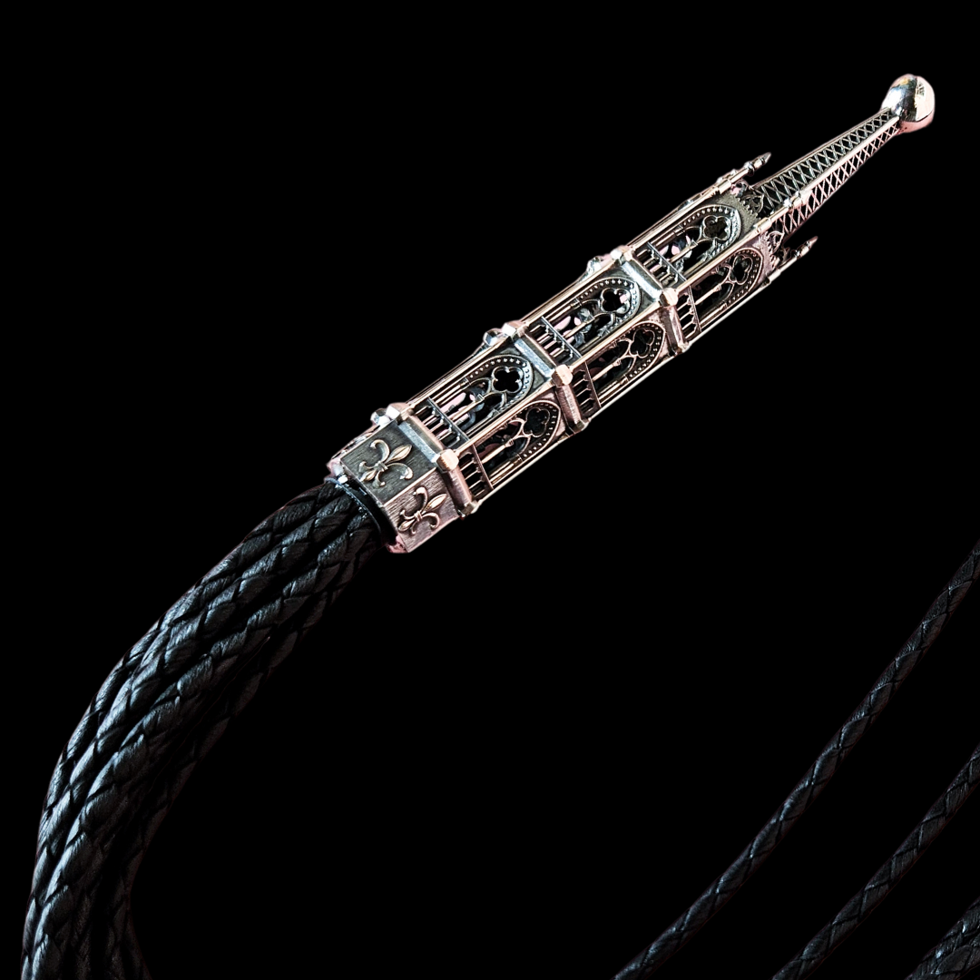Ornate Gothic Cathedral Flogger in Sterling Silver and Premium Leather
