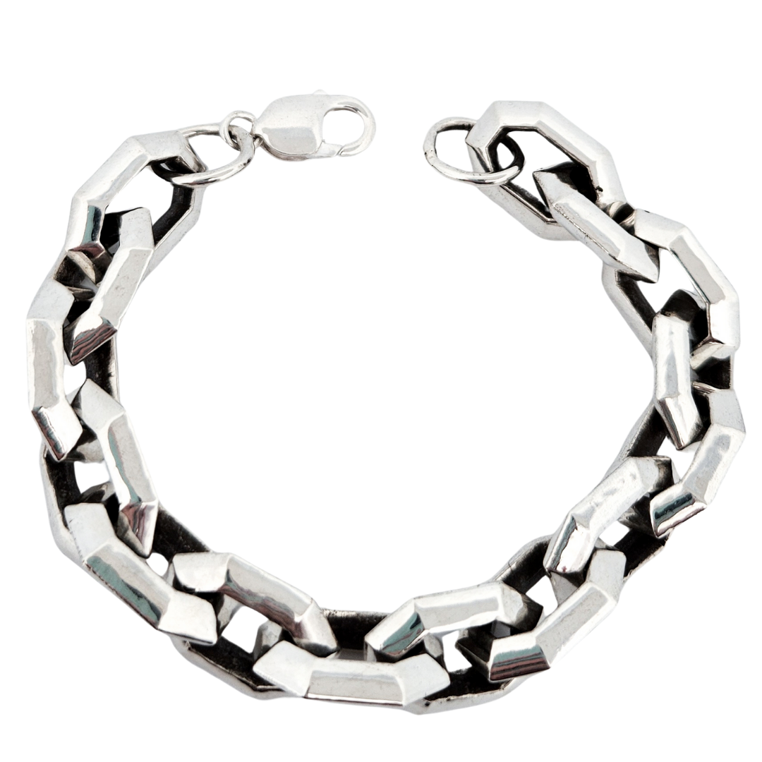 Bulky Heavy Edge Bracelet Sterling Silver - Inchoo Bijoux