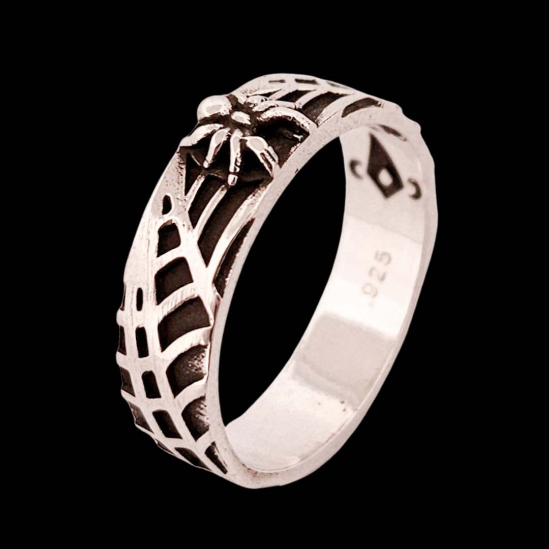 Silver Spider and Web Ring Band