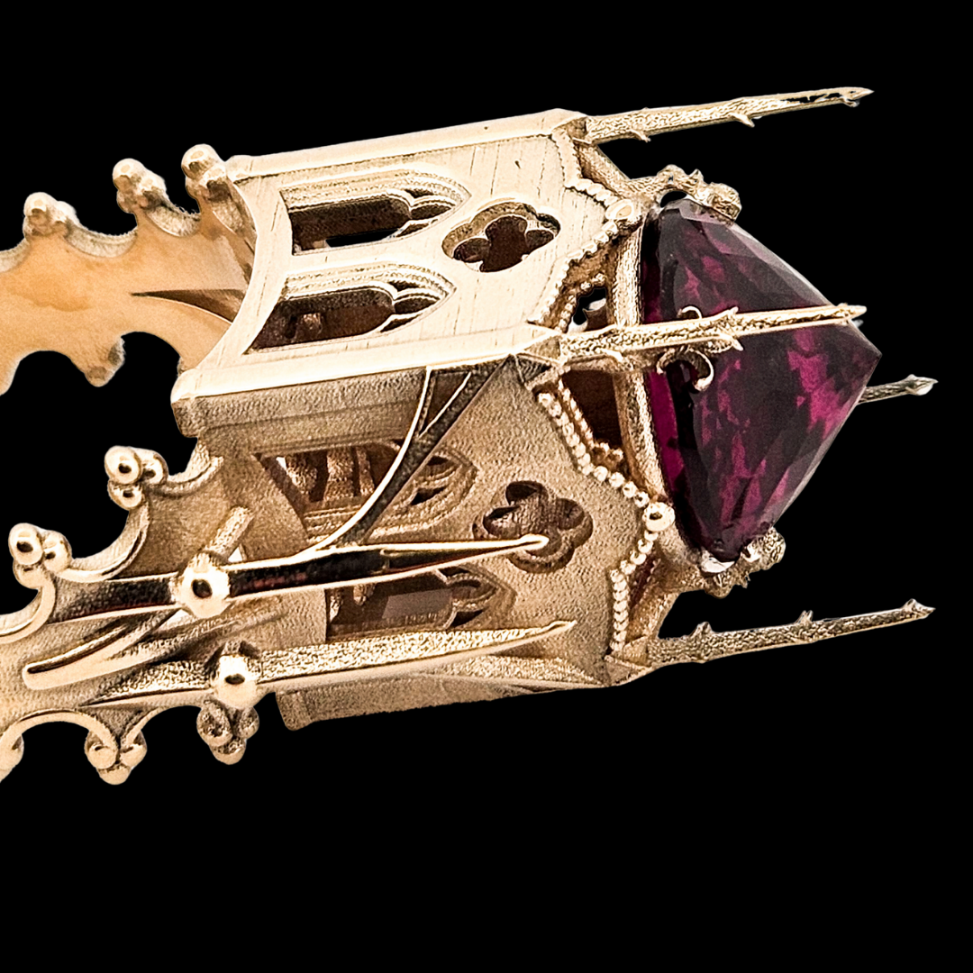 The Temple of Temptations - 14K Yellow Gold, Raspberry Garnet, Pink Spinelle and Ruby Ring