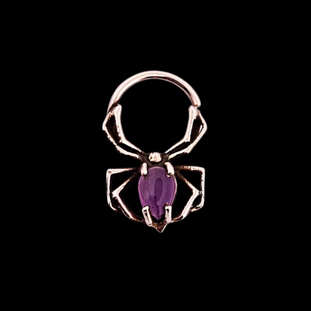 Purple Amethyst Spider Septum Ring - Inchoo Bijoux