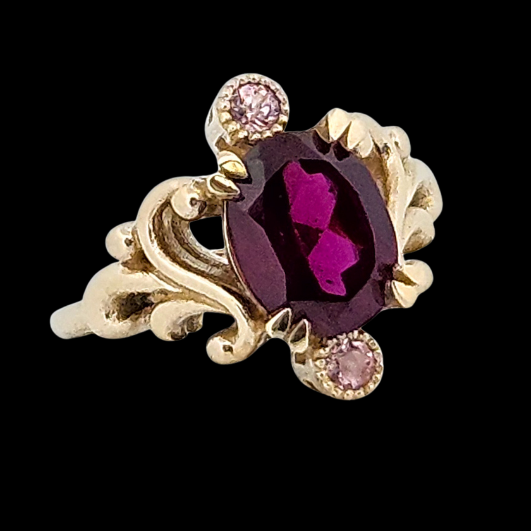 Baroque Dream Ring - Gold, Rhondolite Garnet & Color Change Gems - Inchoo Bijoux