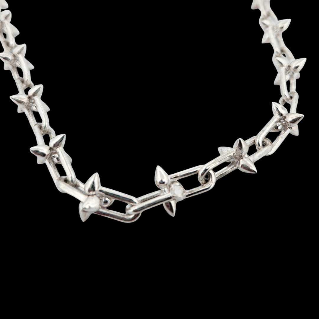 Studded U-Link Spiky Chain Sterling Silver - Inchoo Bijoux