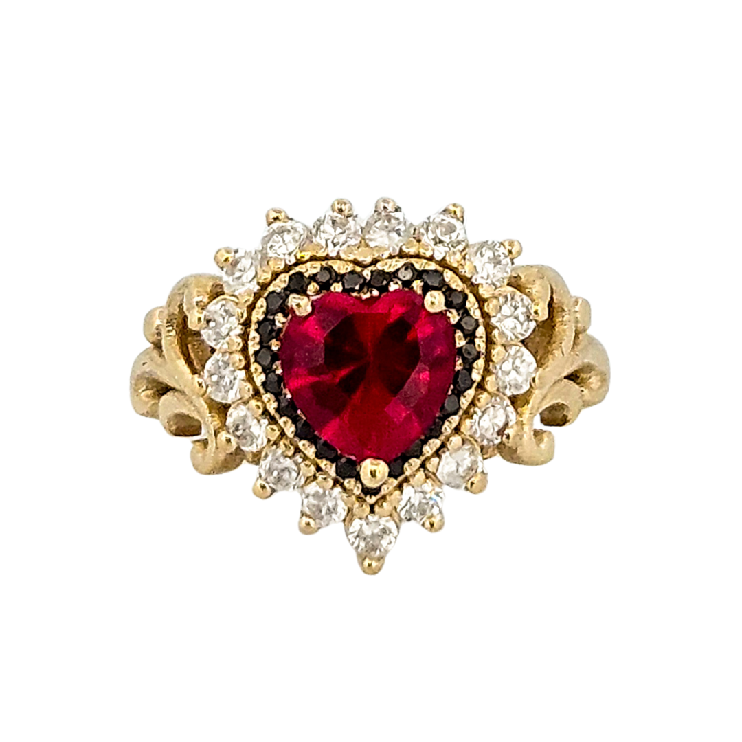Immaculate Sacred Heart Ring - Gold, Garnet and Diamonds - Inchoo Bijoux