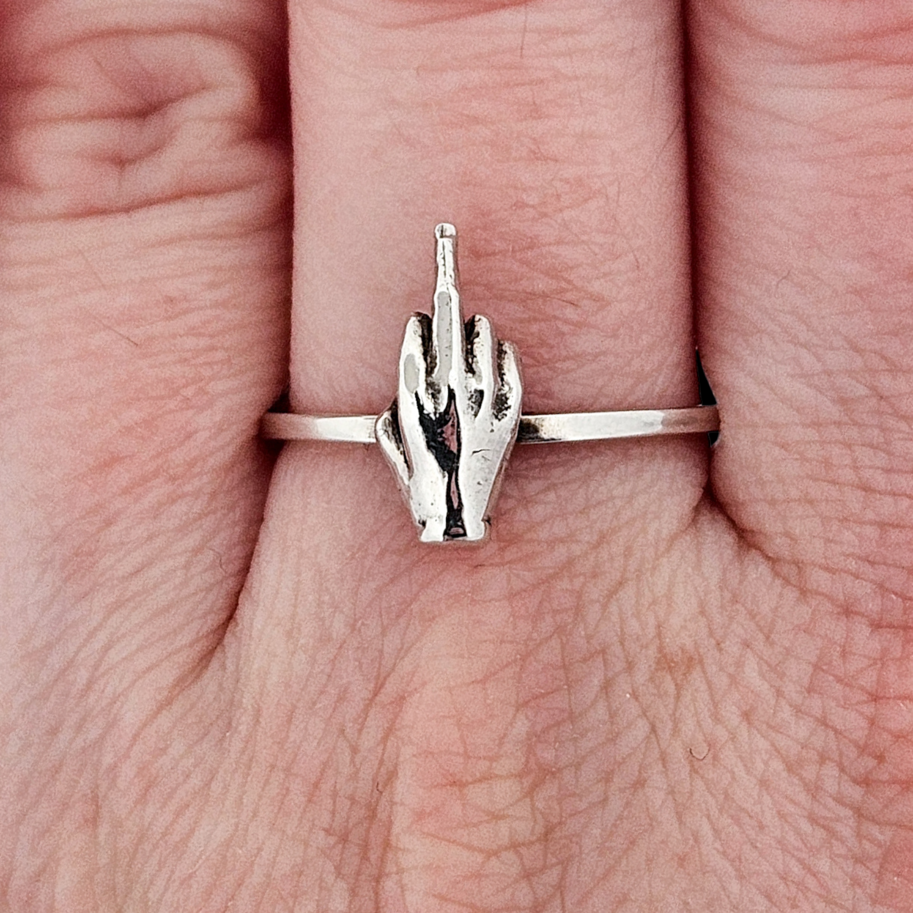 Fuck You Ring Middle Finger Sterling Silver - Inchoo Bijoux