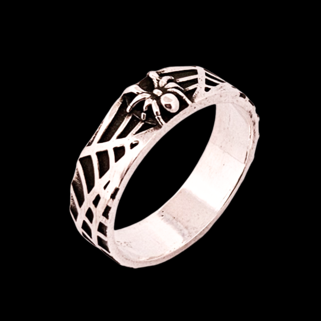 Silver Spider and Web Ring Band