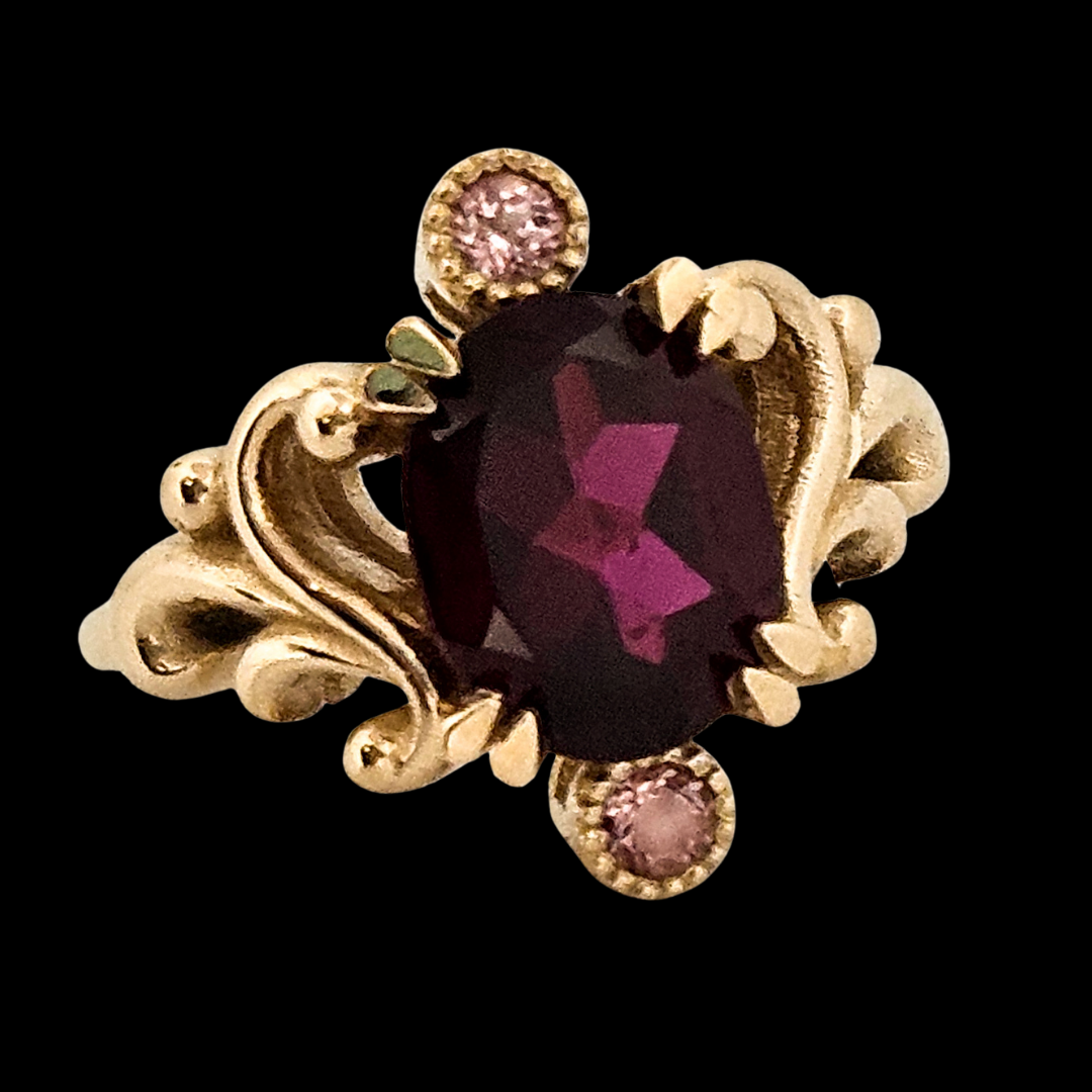 Baroque Dream Ring - Gold, Rhondolite Garnet & Color Change Gems - Inchoo Bijoux