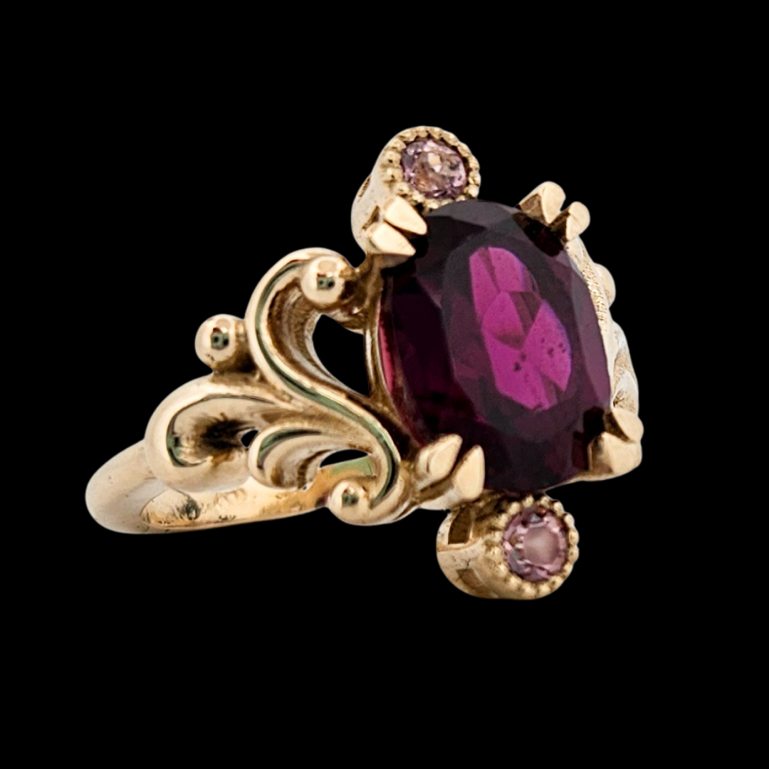 Baroque Dream Ring - Gold, Rhondolite Garnet & Color Change Gems - Inchoo Bijoux