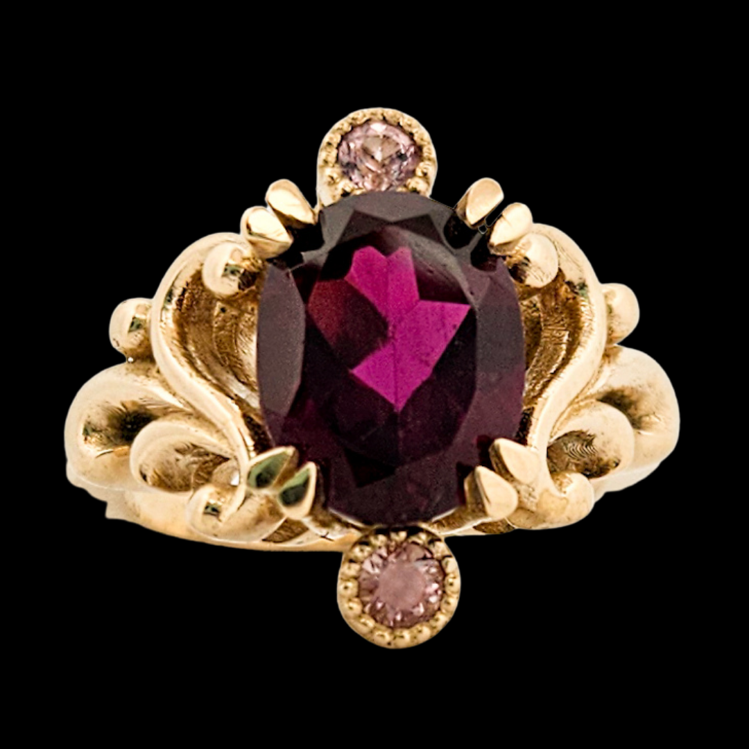 Baroque Dream Ring - Gold, Rhondolite Garnet & Color Change Gems - Inchoo Bijoux