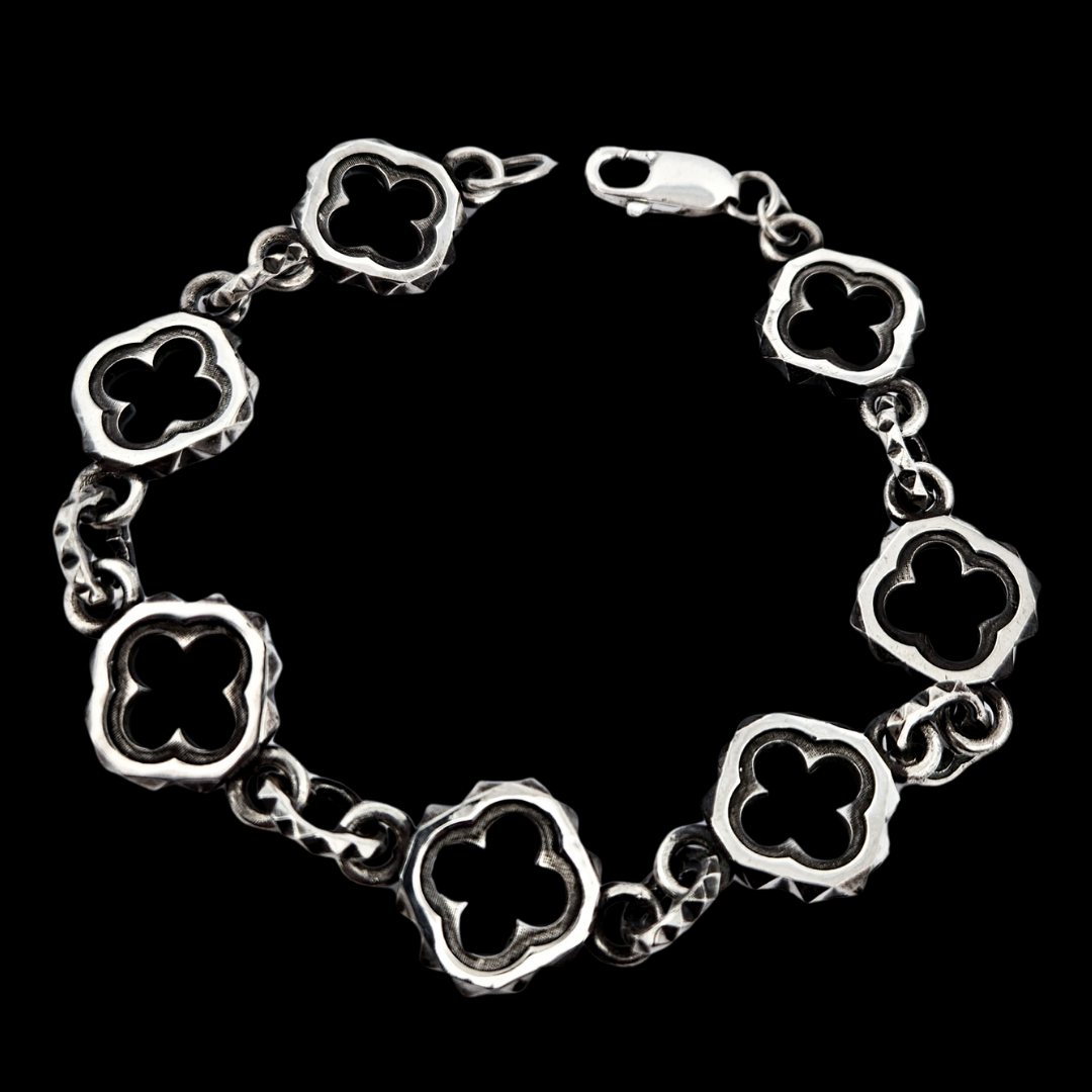 Unisex Quatre foils Bracelet Sterling Silver