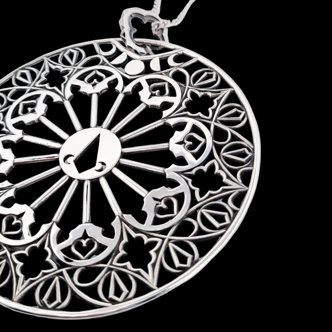 Big Stained Glass Statement Necklace - Pendant with Chain