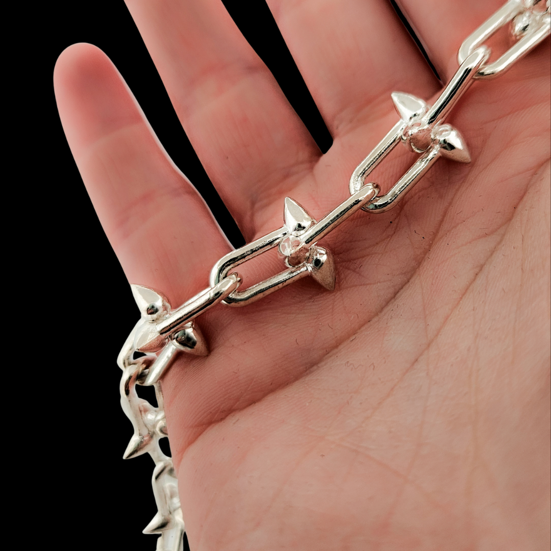Studded U-Link Chain Choker Sterling Silver - Inchoo Bijoux