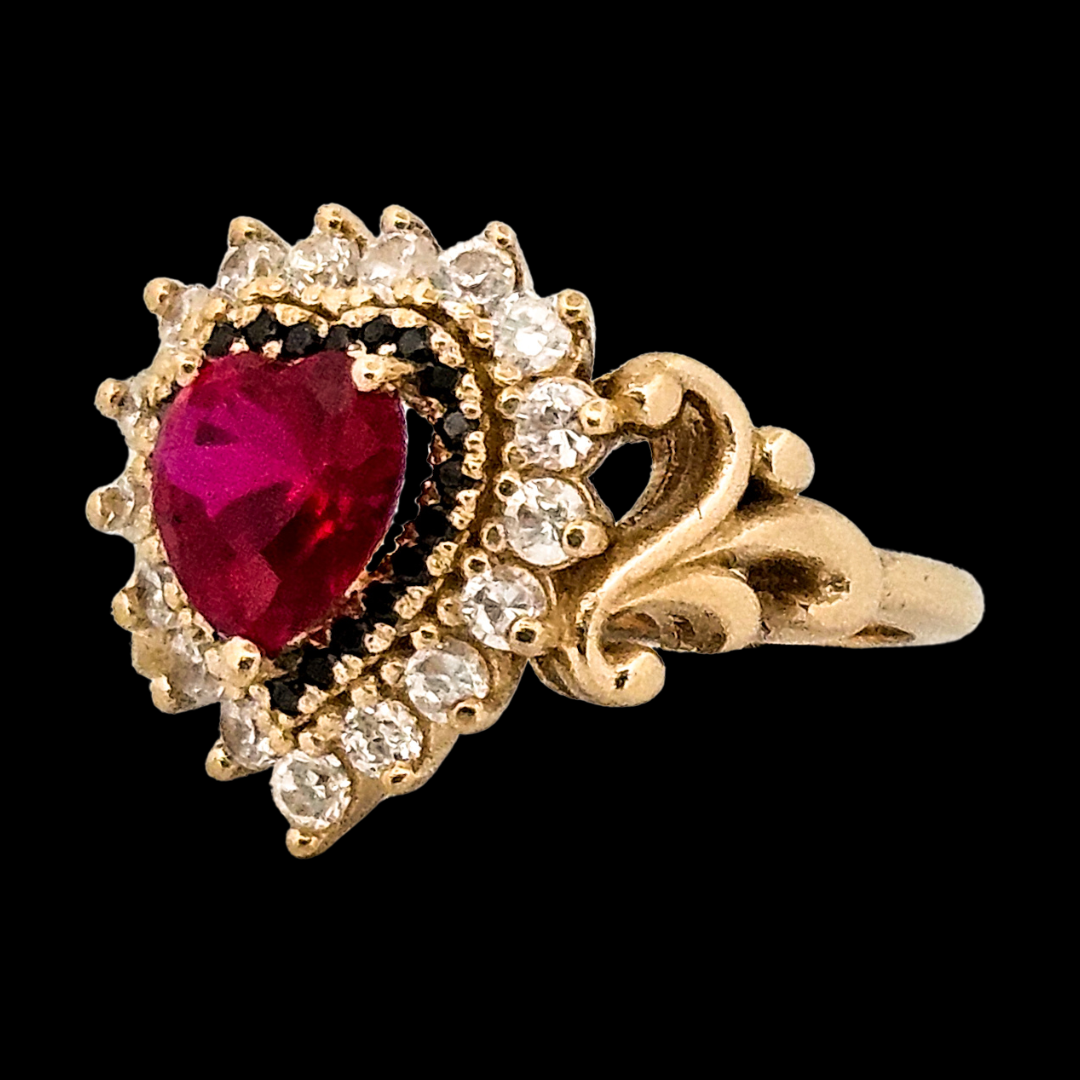 Immaculate Sacred Heart Ring - Gold, Garnet and Diamonds - Inchoo Bijoux