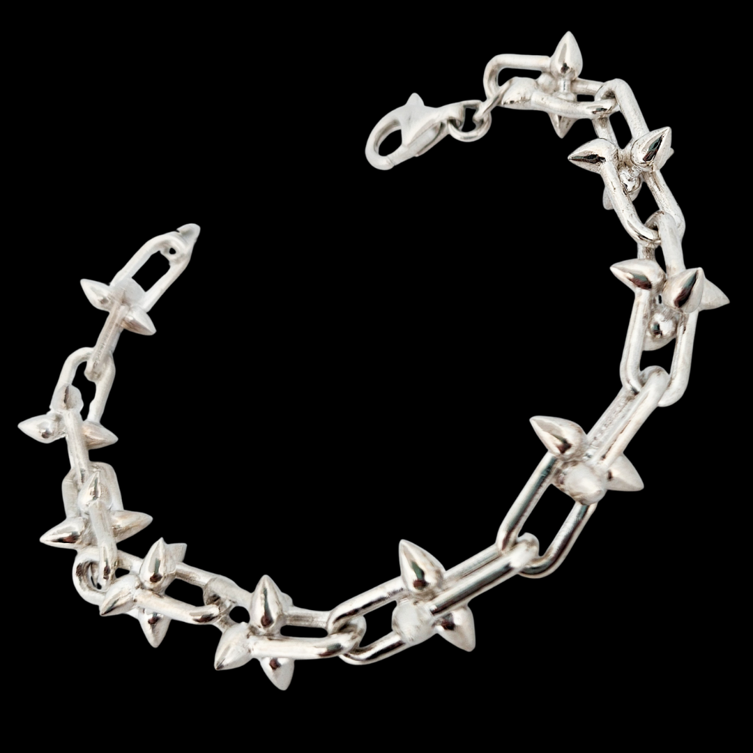 Studded U-Link Spiky Bracelet - Sterling Silver