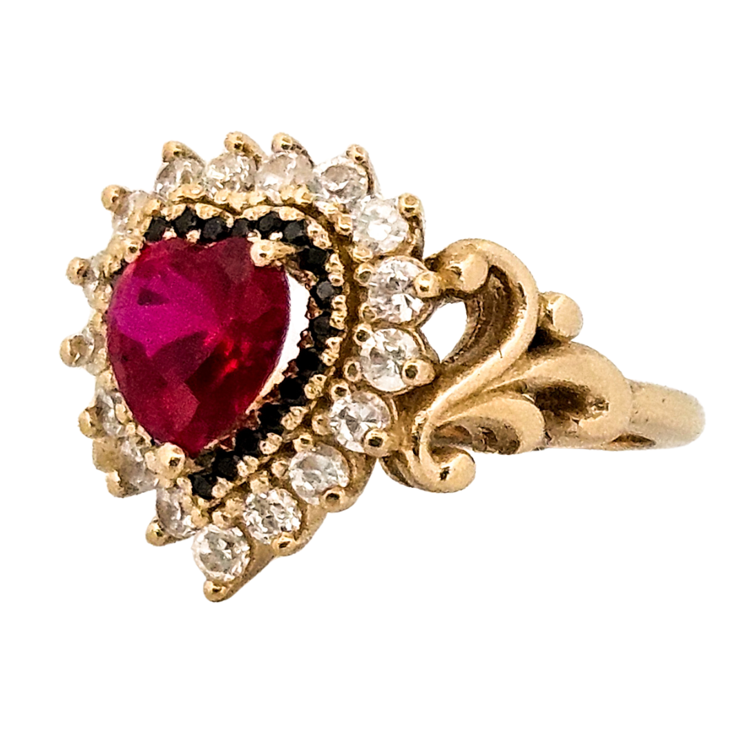 Immaculate Sacred Heart Ring - Gold, Garnet and Diamonds - Inchoo Bijoux
