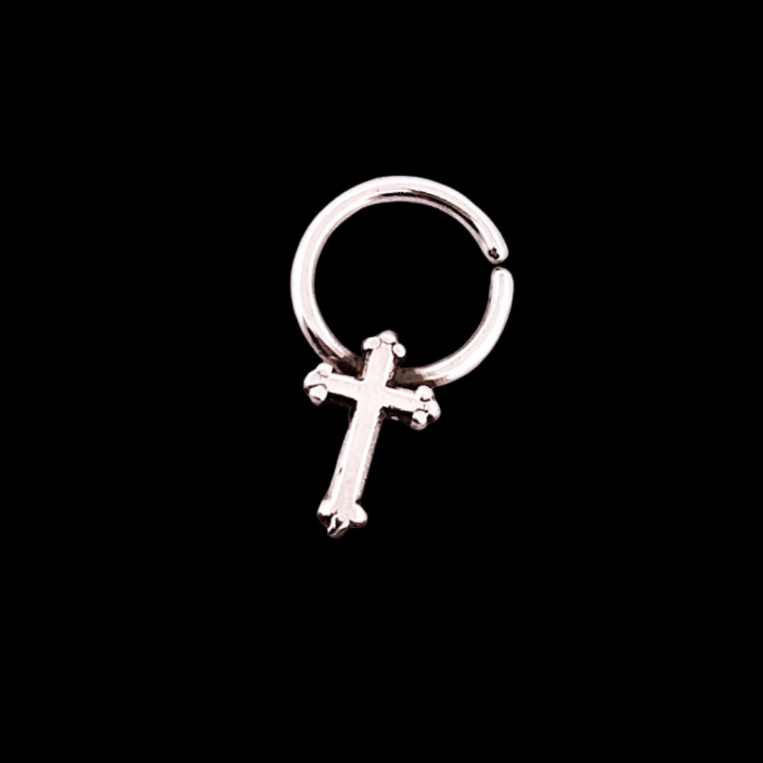 Tiny Trefoil Cross Septum Piercing Sterling Silver - Inchoo Bijoux
