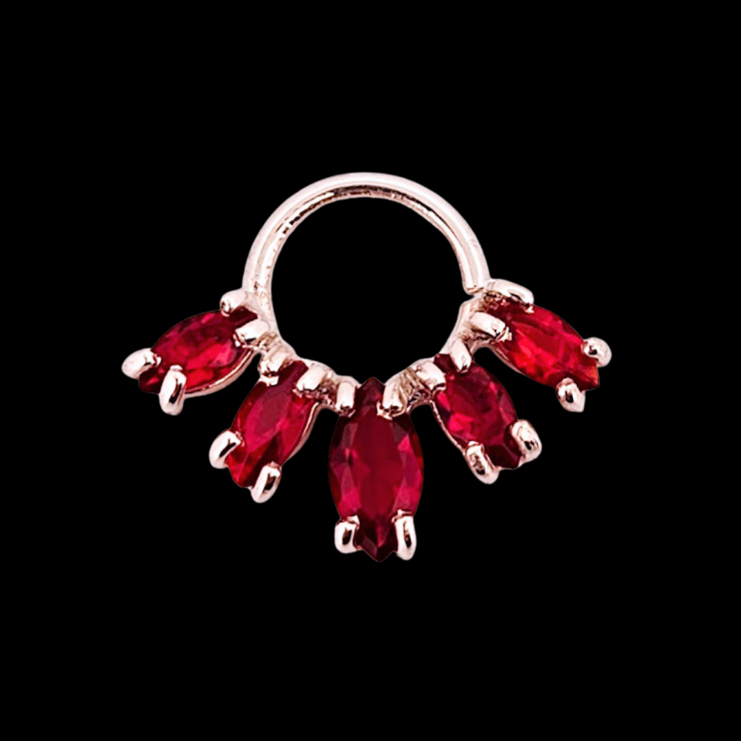 Vibrant Red Septum Piercing Marquise