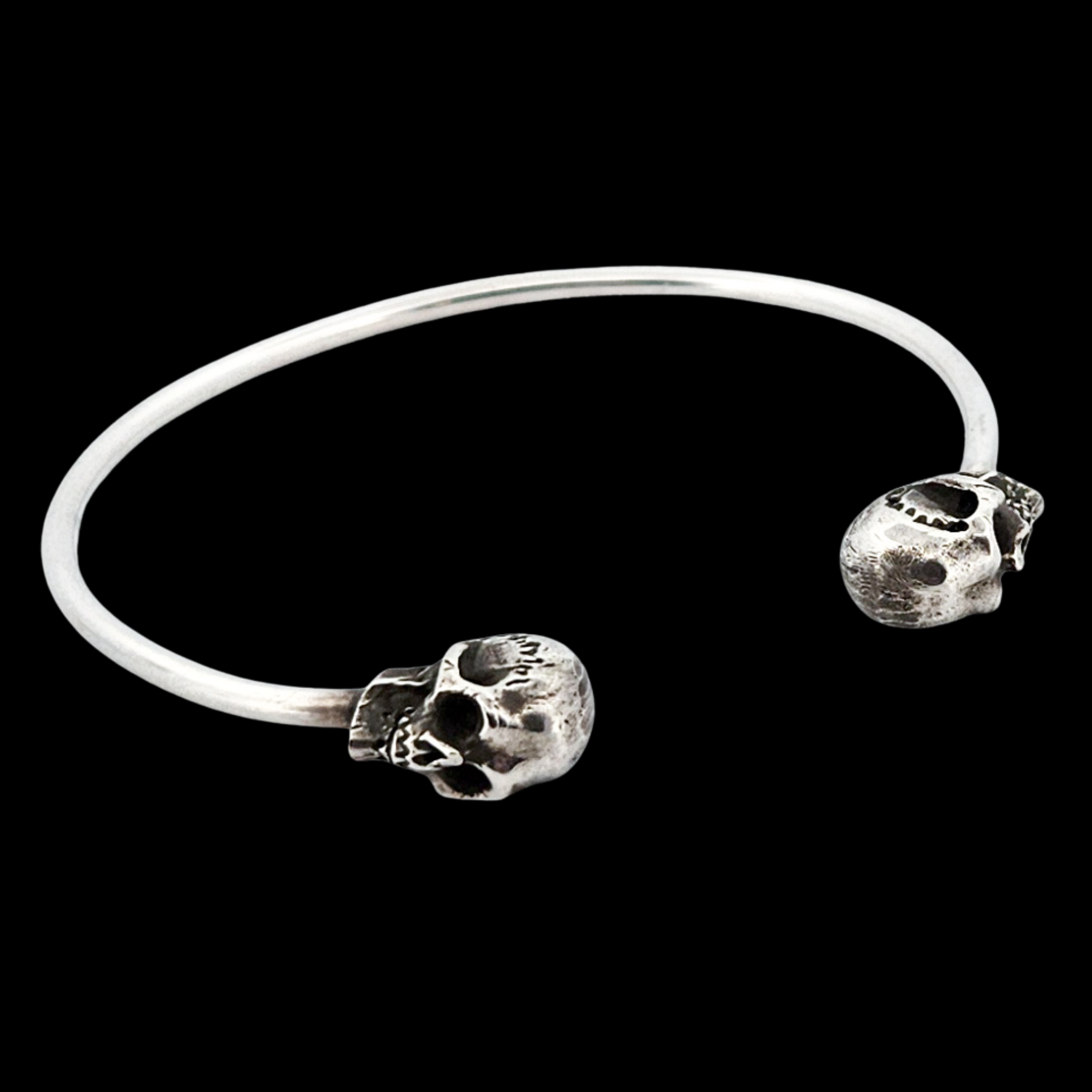 Sterling Silver Open Adjustable Skull Bracelet - Inchoo Bijoux