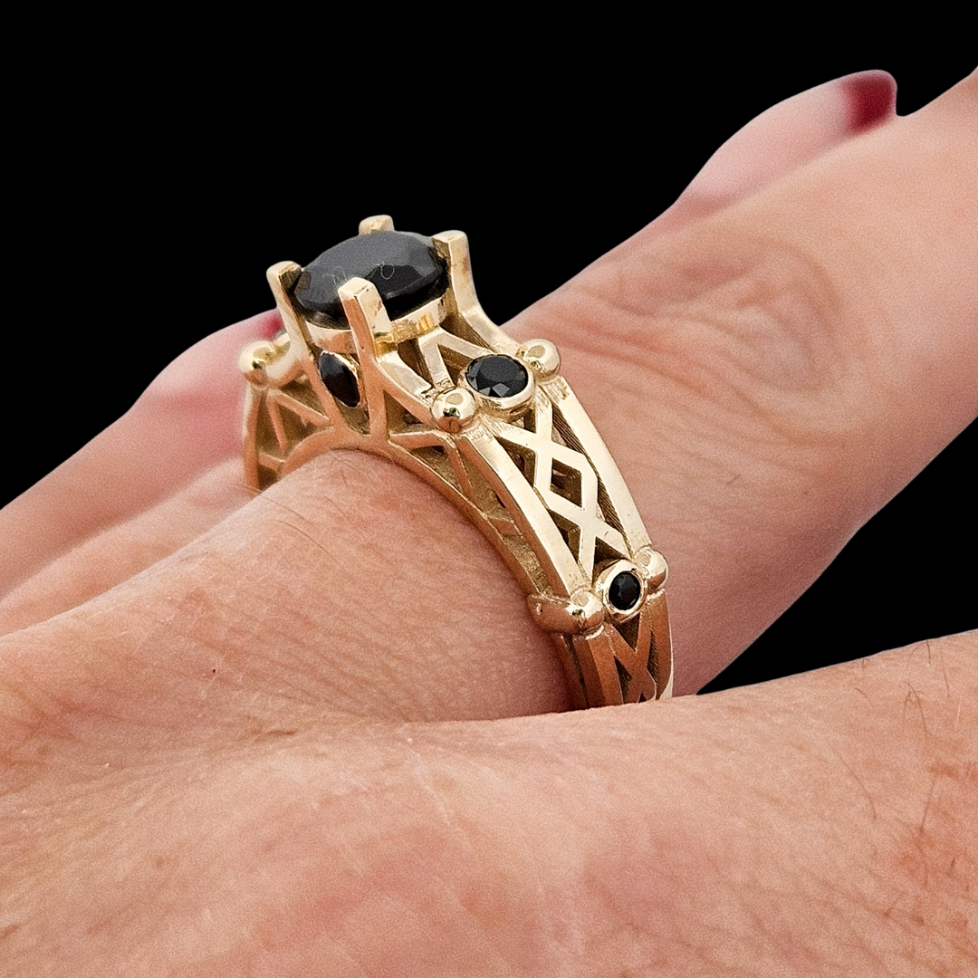 Victoria - Gold and Black Diamond Ring - Inchoo Bijoux