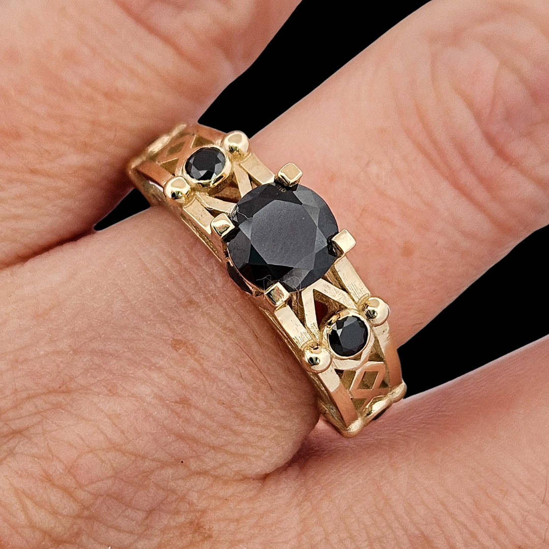 Victoria - Gold and Black Diamond Ring - Inchoo Bijoux