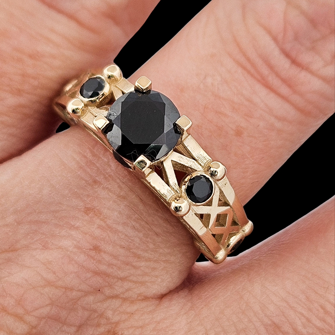 Victoria - Gold and Black Diamond Ring - Inchoo Bijoux