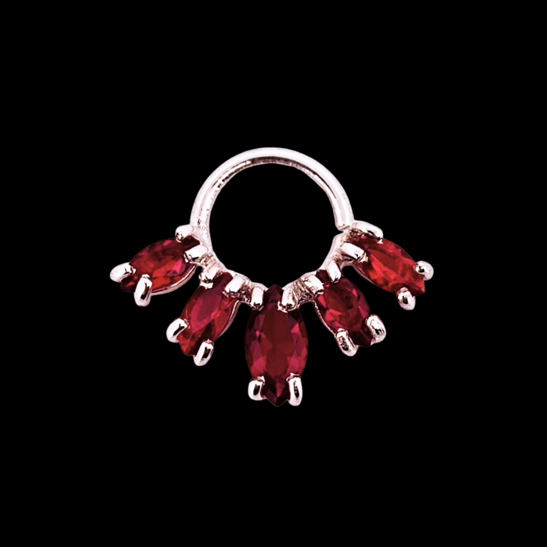 Vibrant Red Septum Piercing Marquise