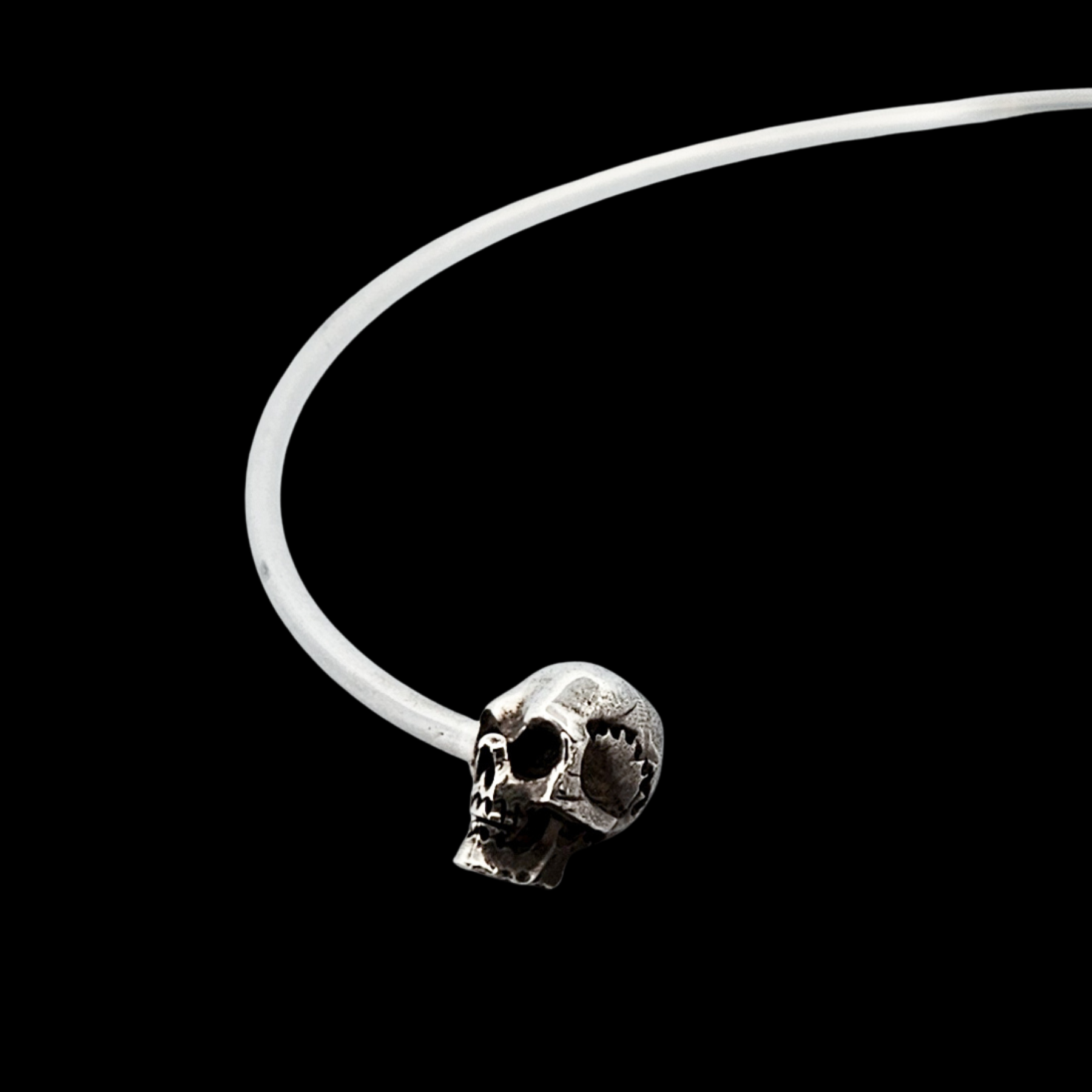 Solid Silver Skull Choker - Inchoo Bijoux